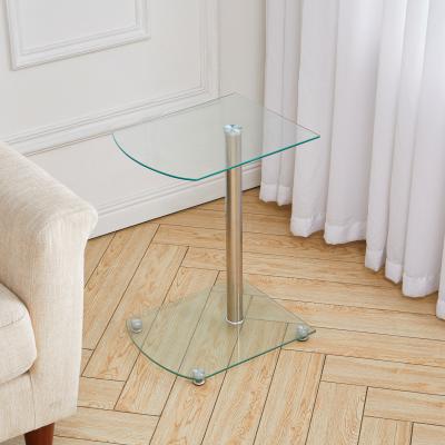 The Range Rectangle Shape Clear Tempered Glass Side End Table  - Silver