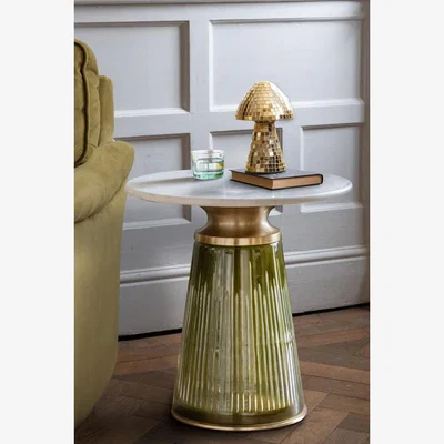 Rockett St George Green Tapered Glass & Marble Side Table