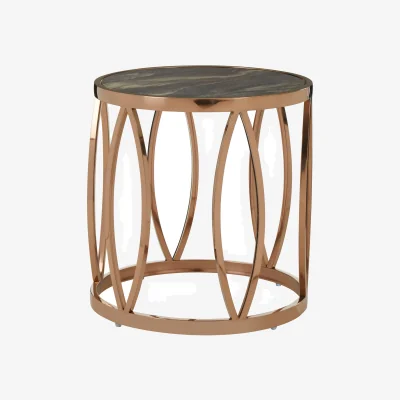 The Range Tula Round Side Table With Leaf Base - Gold