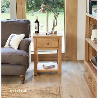 The Range Mobel Oak One Drawer Lamp Table - Light Oak