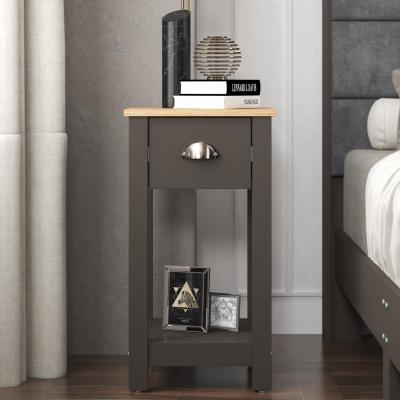 The Range Galano Lilly Slim Side Table with Storage Drawer - Fossil Grey