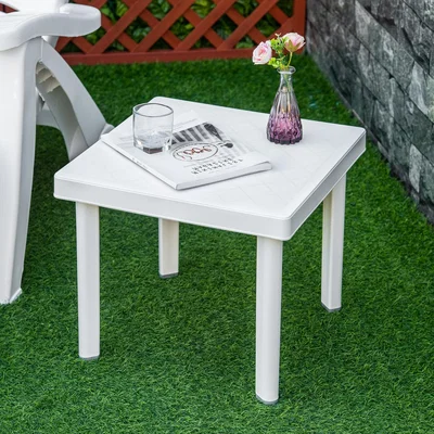 The Range Garden Side Table Plastic Outdoor Square Coffee End Table - White / Garden side table