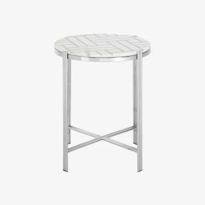 The Range Eva Marble Top Side Table - White
