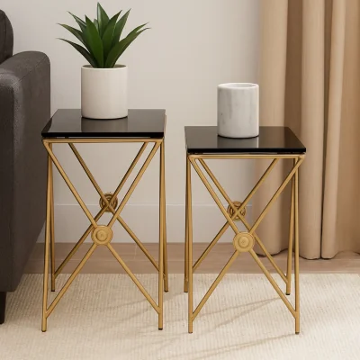 The Range Monroe Gold Finish Side Tables - Gold