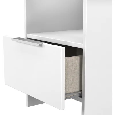 The Range Plymouth Ready Assembled Bottom Drawer Lamp Table - White Matt & White