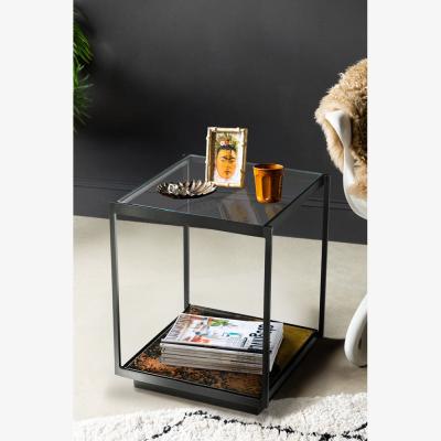 Rockett St George Beautiful Burnished Metal & Glass Side Table