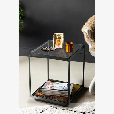 Rockett St George Beautiful Burnished Metal & Glass Side Table