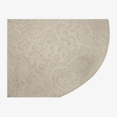 The Range Boho White Finish Carved Metal Top Side Table - White
