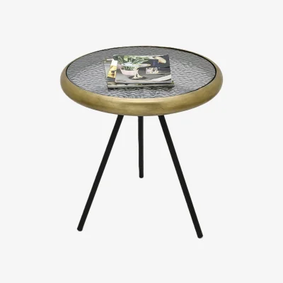 The Range 7seas Sculvera Cirvane Handmade Glass And Metal Side Table 52cm - Antique Bronze