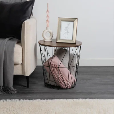 The Range Basket Storage Side Table - Black