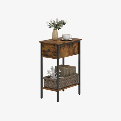 The Range 2 Tier Narrow Side End Table With Drawer Rustic - Rustic Brown