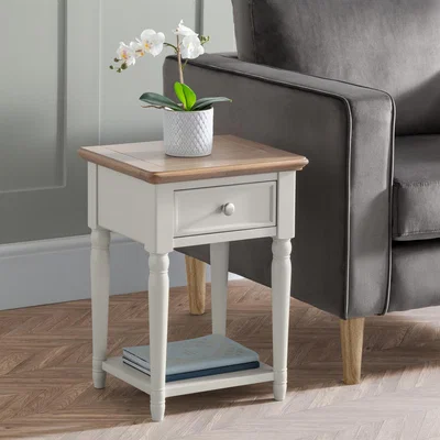 The Range Provence 1 Drawer Lamp Table - Limed Oak and Grey