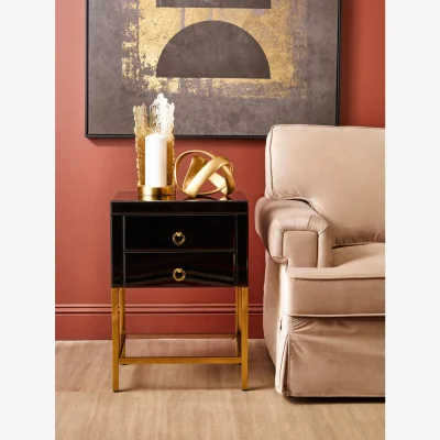 The Range Kensington Townhouse Black 2 Drawer Side Table - Brown