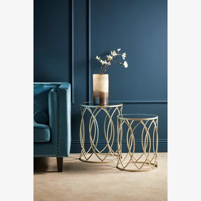 The Range Avantis Set Of 2 Champagne Finish Side Tables - Champagne
