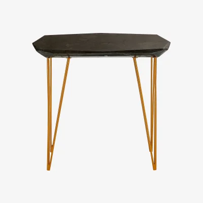 The Range Relic Large Black Marble Top Side Table - Black