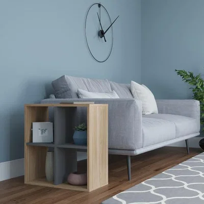 The Range Hansen 63 cm Tall Modern Side Table with Shelves - Sapphire Oak Pattern & Anthracite