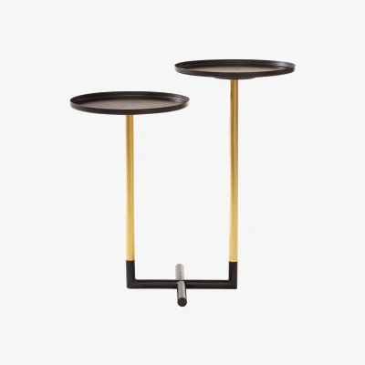 The Range Halle Black and Gold 2 Tier Side Table - Black