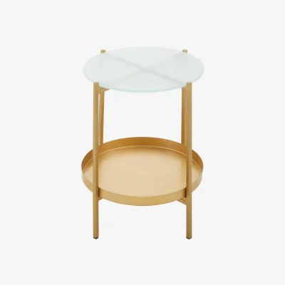 The Range Pali Two Tier Glass And Iron Side Table - Gold