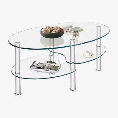 The Range 3-Tire Modern Oval Coffee Tea End Table Transparent - Transparent