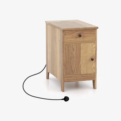 The Range End Table Side Table with USB Ports - Brown
