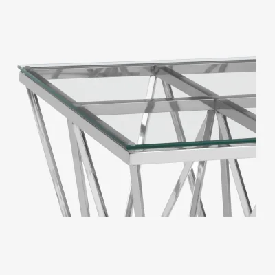 The Range Allure Silver Finish Prismatic Legs End Table - Silver