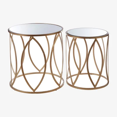 The Range Arcana Set Of Two Gold Finish Side Tables - Gold, Clear