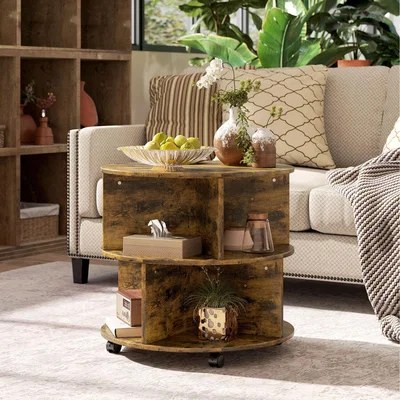 The Range HOMCOM 2 Tier Round Side End Table - Brown
