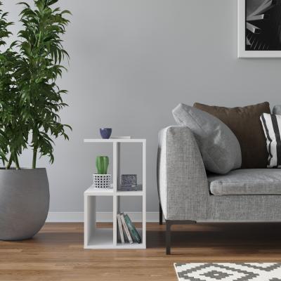 The Range Lauron 60 cm Wide Modern Side Table with Shelves - White
