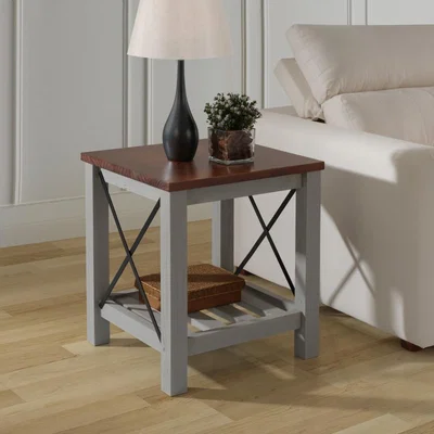 The Range Cottage Black Lamp Table - Grey