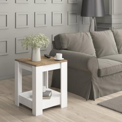 The Range Grado Side Table - White and Walnut - Walnut and White