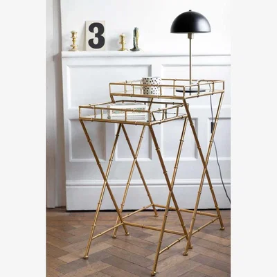 Rockett St George Gold Bamboo Design Nest Of Tables
