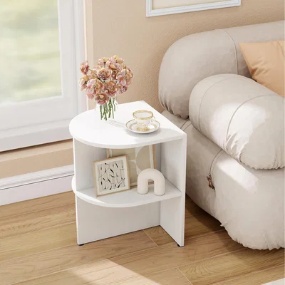 The Range 2-Tier Half Moon Side Table - White