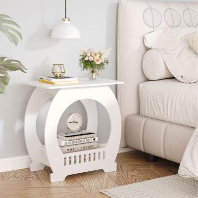The Range End Table with Storage Shelf - white