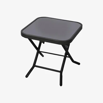 The Range Folding Glass Top Side Table for Home and Garden - Black