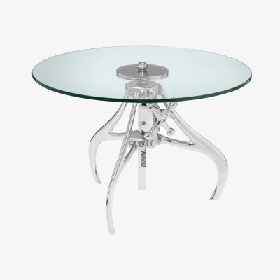 The Range Maxi Crank Mechanism Metal And Glass Table - Silver