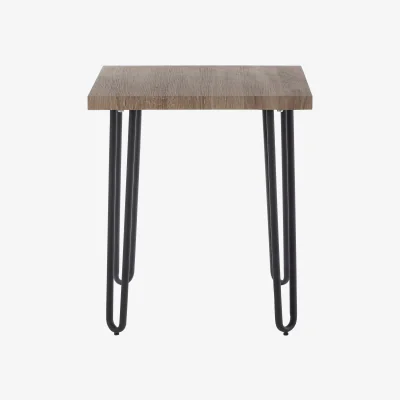 The Range Borough Wooden Top Side Table With Hairpin Metal Legs - Brown