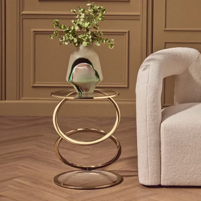 The Range Oria Clear Glass End Table With Warm Metallic Frame - Gold