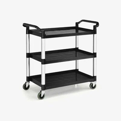 The Range Costway 3-Tier Heavy Duty Service Cart - Black and Silver - Black