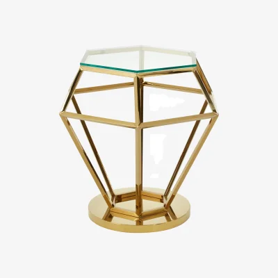The Range Allure Small Gold Finish Diamond End Table - Gold