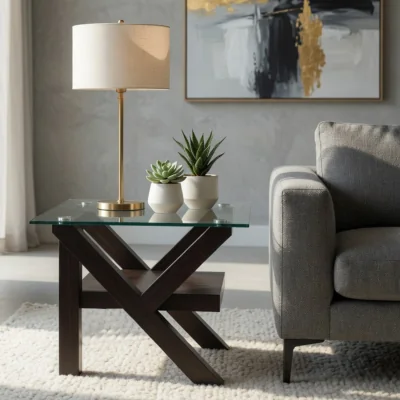 The Range Classic Cross Black Oak Side Table - Oak
