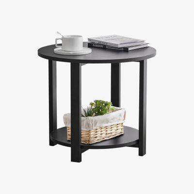 The Range Round Side Table with Storage Shelf - Black