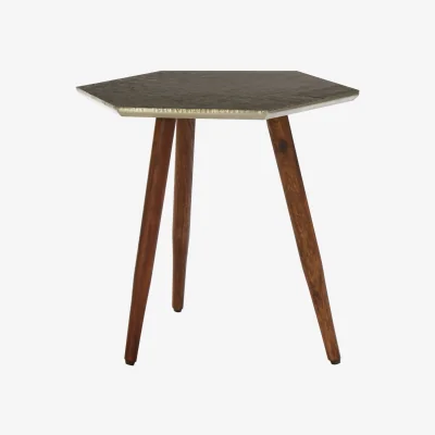 The Range Boho Hexagonal Wooden Side Table - Brown