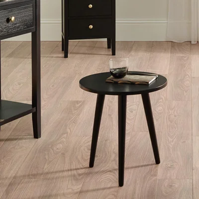 The Range Chelmsford Satin Black Pine Wood Round Side Table - Black