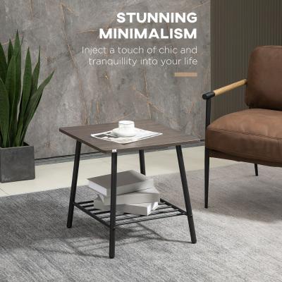The Range Industrial Sofa Side Table, End Table with 2-Tier Storage - Grey