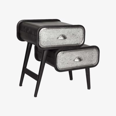 The Range 2 Drawer Matelic Side Table - Black