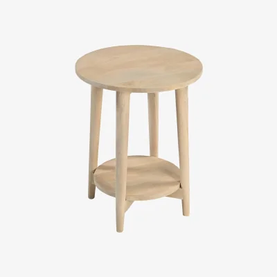 The Range Tacoma Round White Oak Wood Side Table - Oak