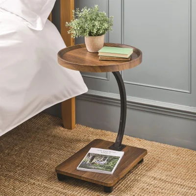 The Range Wood Effect Side Table with Castors - Dark Brown