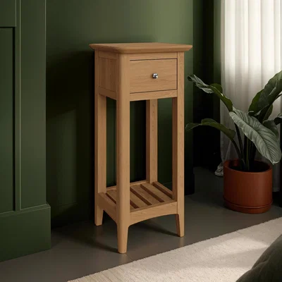 The Range FWStyle Ready Assembled 1 Drawer Tall Telephone Side Table - Natural Ash