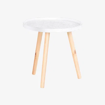 The Range Narrow Side Table With Flower Design - White