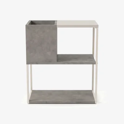 The Range Decortie Tania Side Table with Cube Storage and Open Shelves - Retro Grey